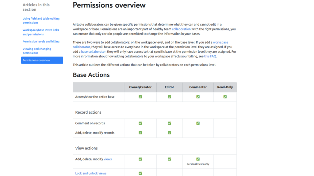 Overview of Airtable permissions