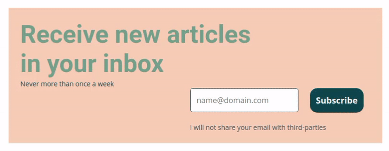 A newsletter subscription box implemented with Airtable and javascript
