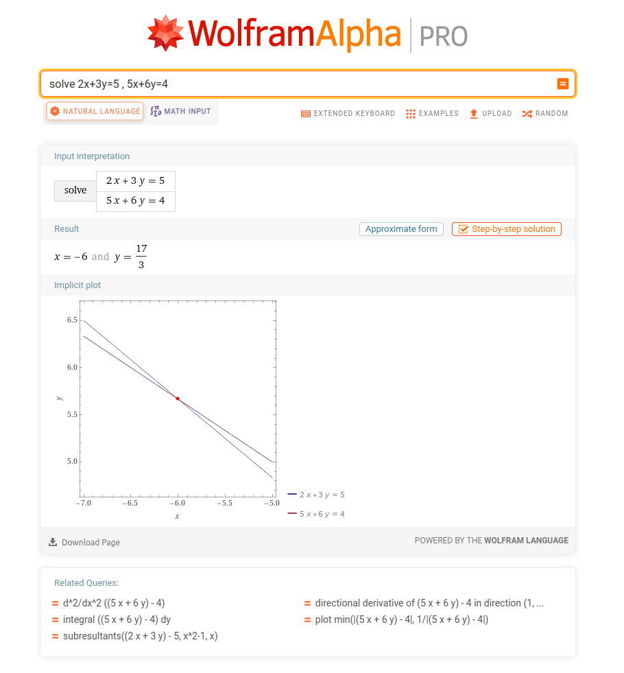Wolfram alpha solve